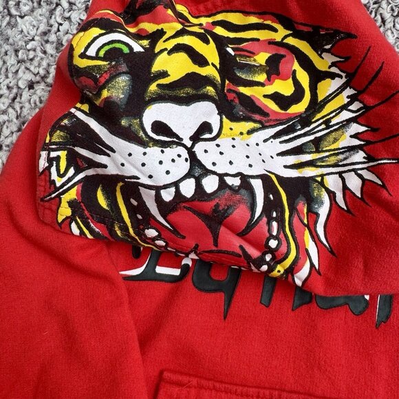 Ed Hardy Kids Tiger Hoodie Girls Boys Size 5 6 Sweatshirt Spell Out Tattoo Retro - Picture 4 of 8